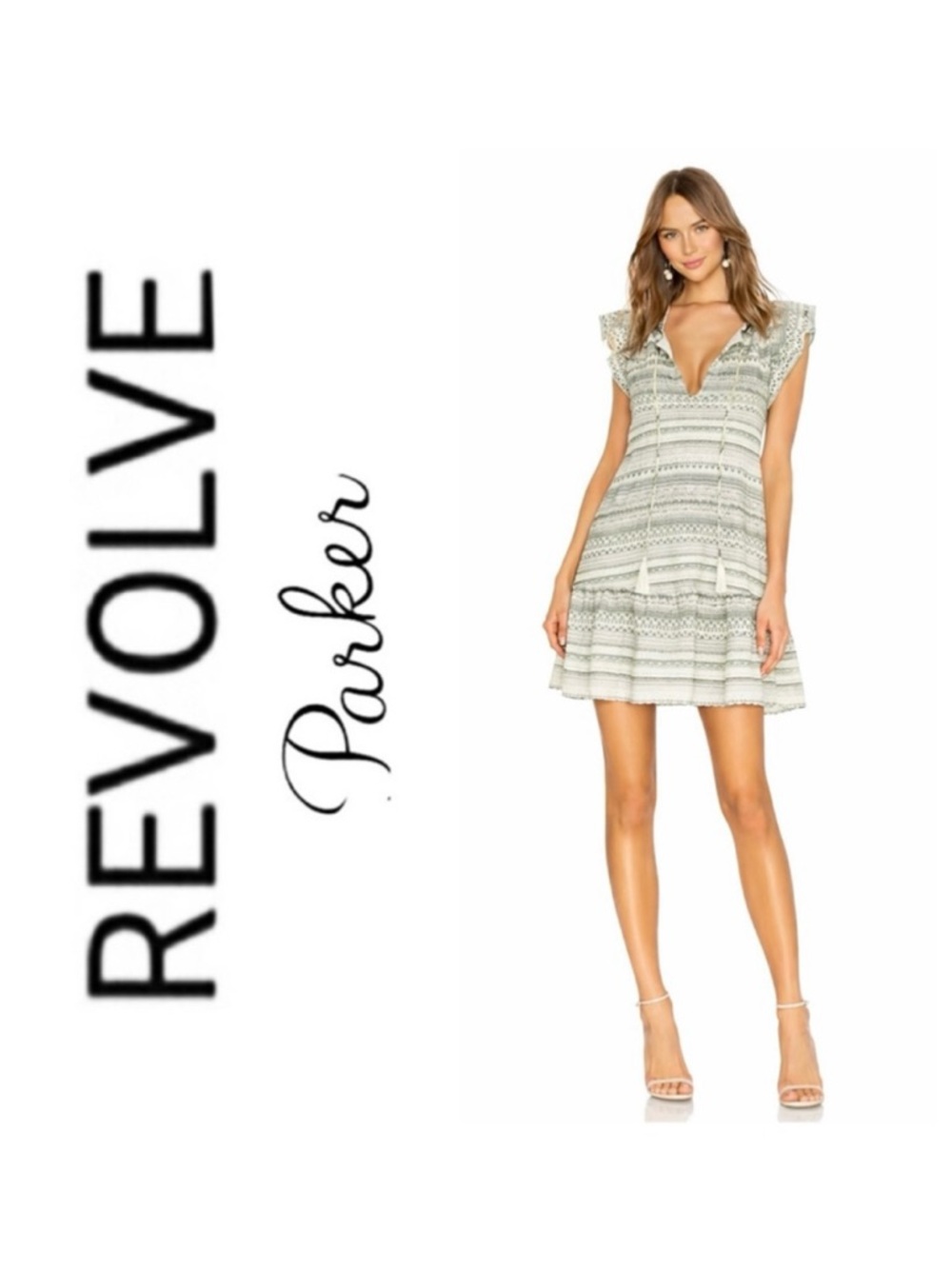 NWOT Revolve x Parker Ruffle Sleeve Striped Shift Dress